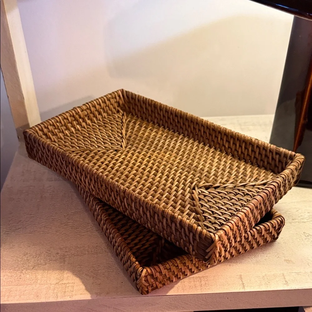Woven Rattan Bath Tray - Brown